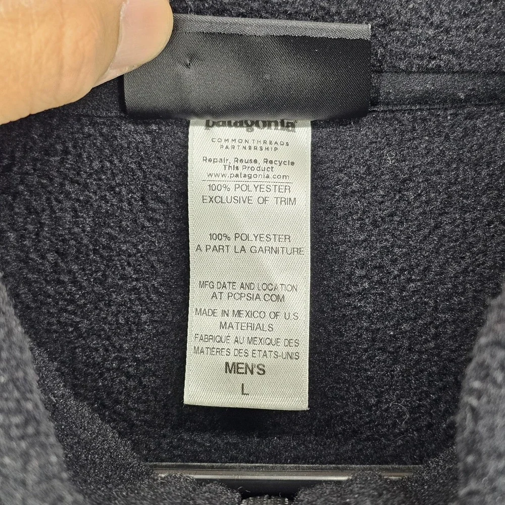 Patagonia Synchilla Vest Mens Large Black Fleece Full Zip Backroads Logo Outdoor